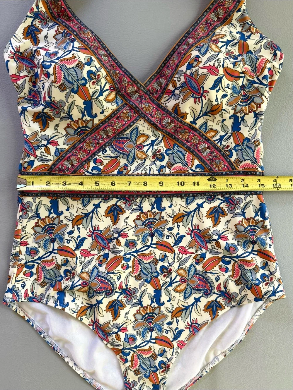 Boden Kefalonia Halterneck Swimsuit Coral Paisley Vine Women Sz 14 Long 14L US